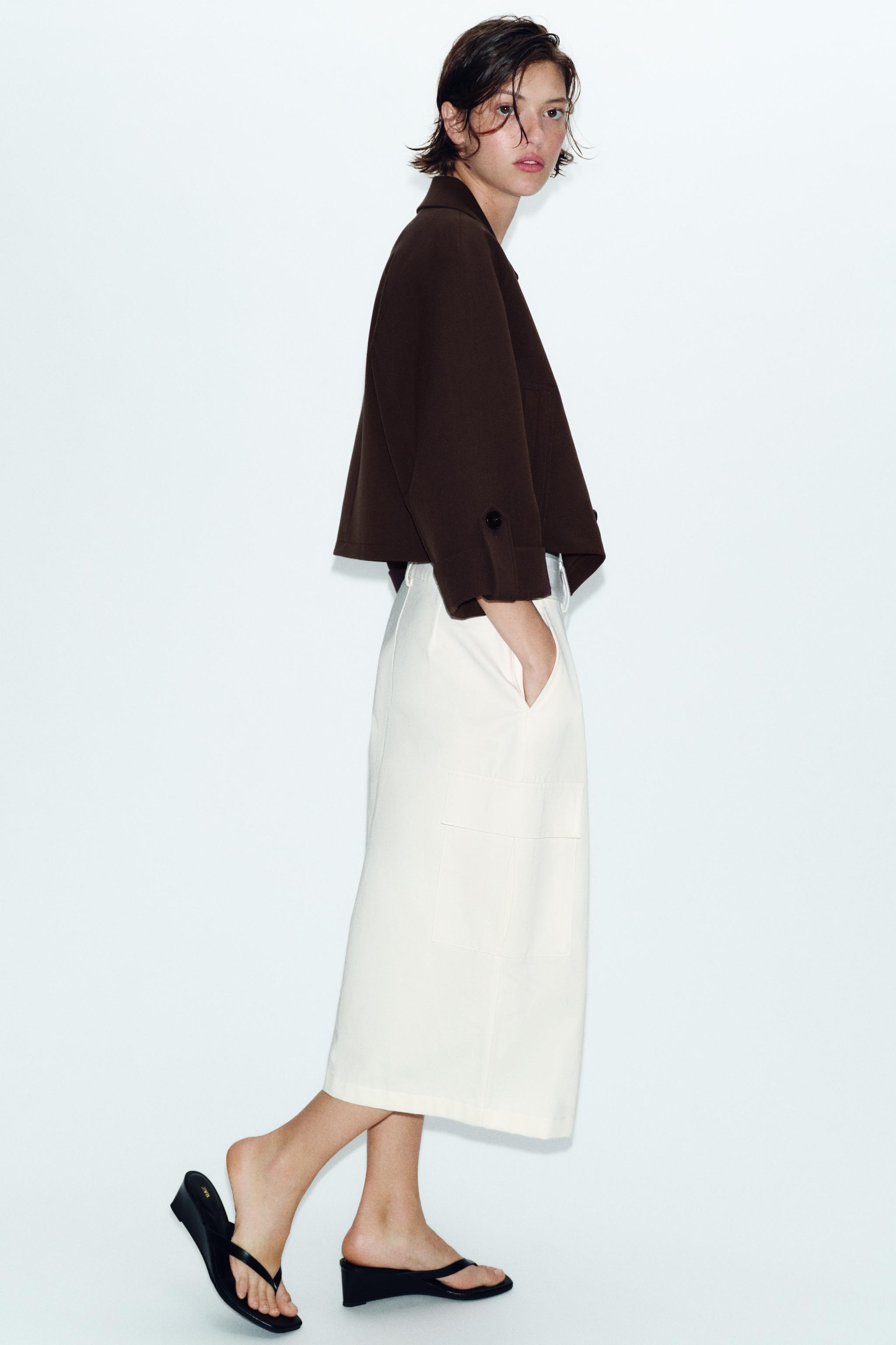 CROPPED TRENCH COAT WITH ROLLED SLEEVES